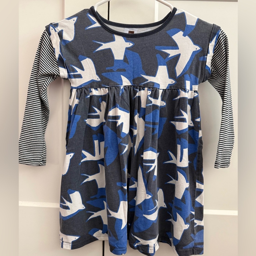 Tea Collection Girls Layered Sleeve Bird Dress